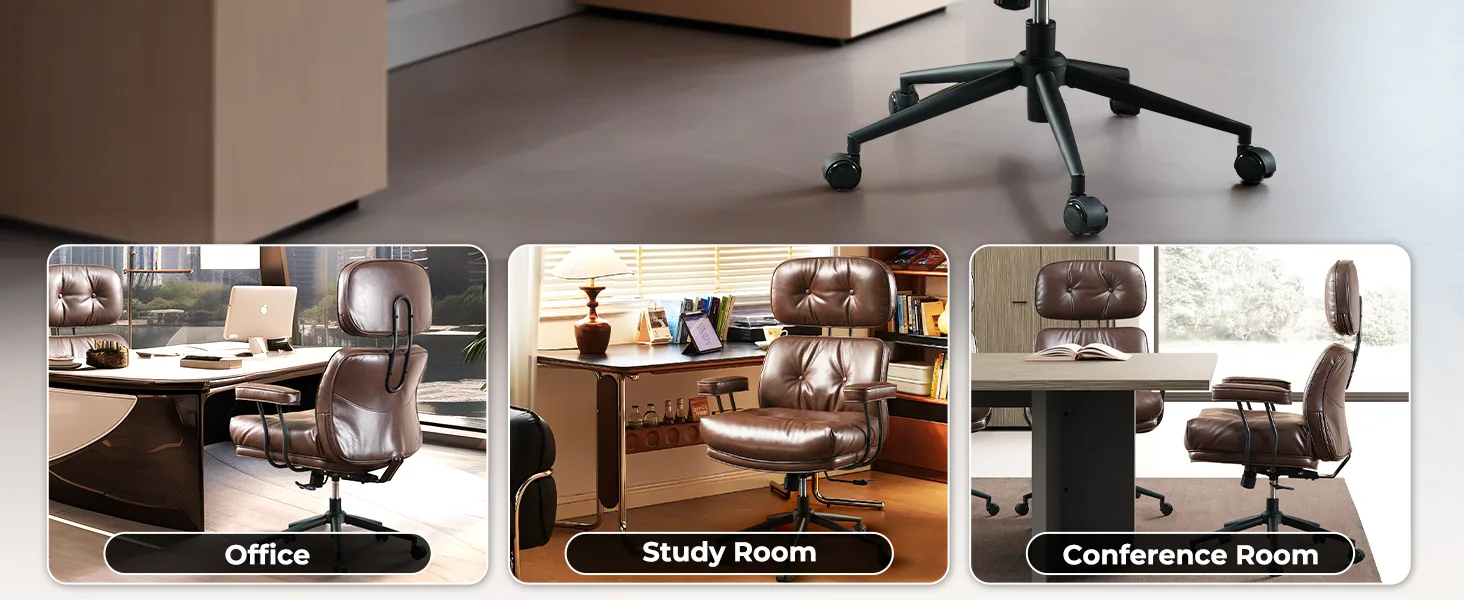 Chair shown in office, study and conference settings