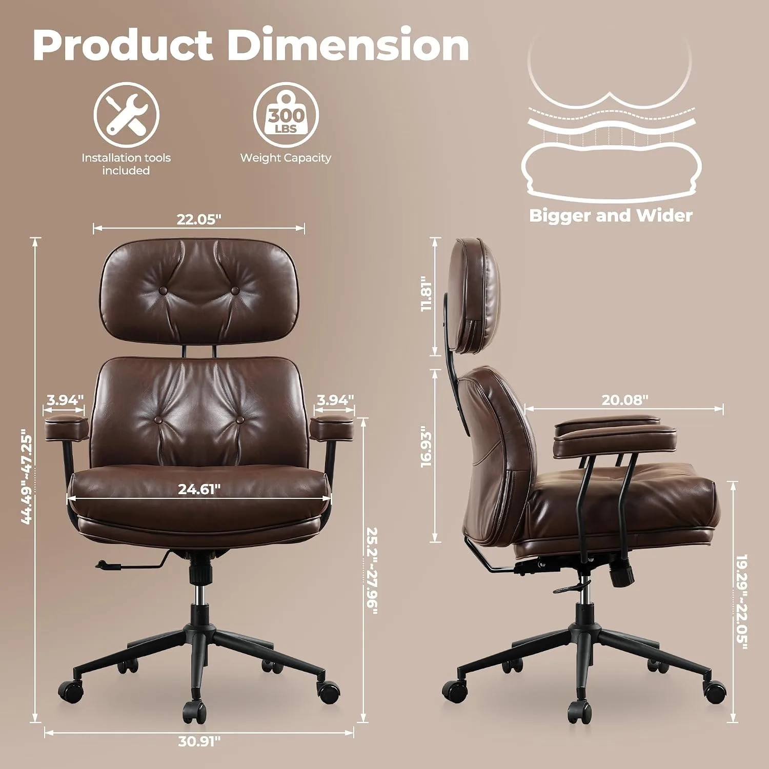 High-back leather office chair — image 10