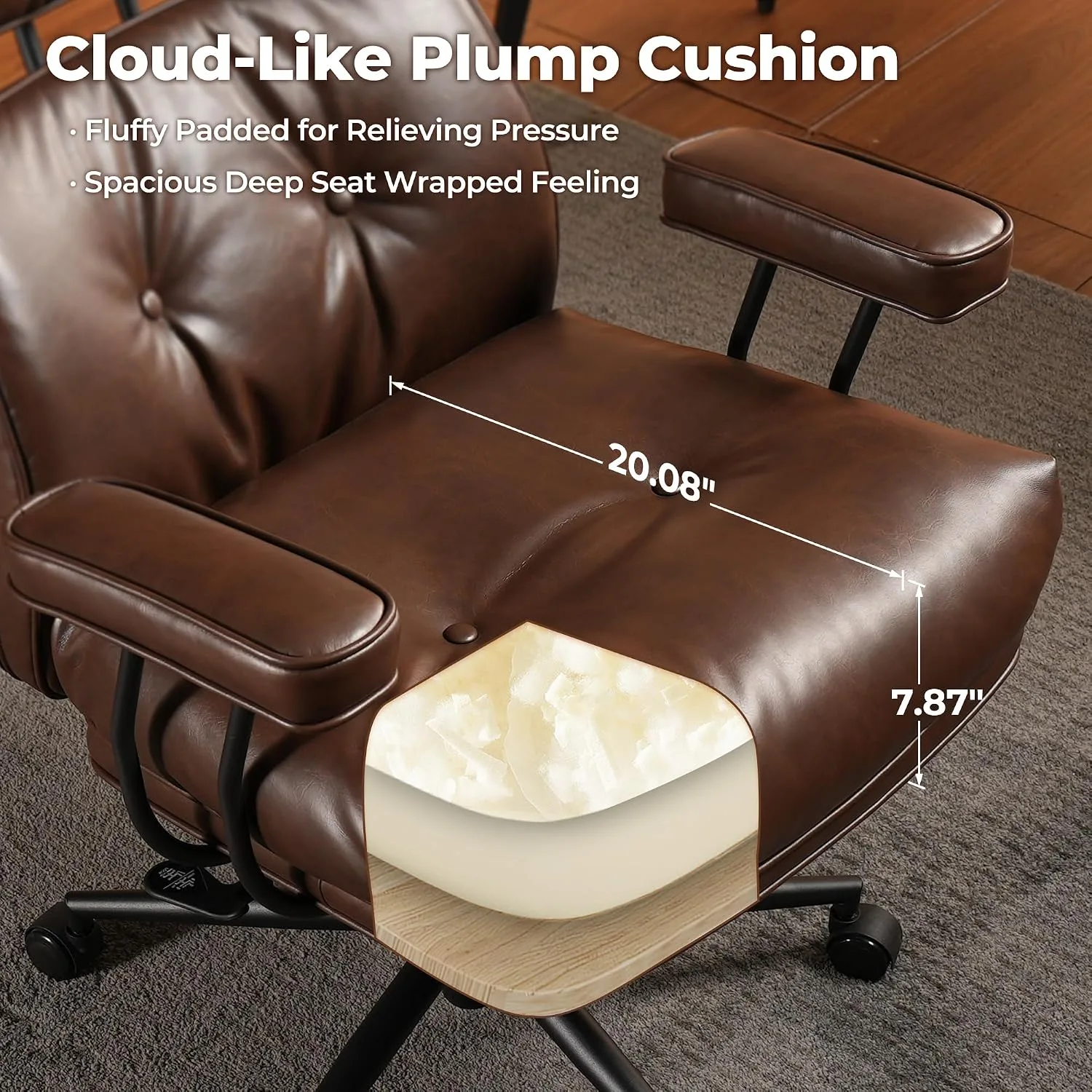 High-back leather office chair — image 4