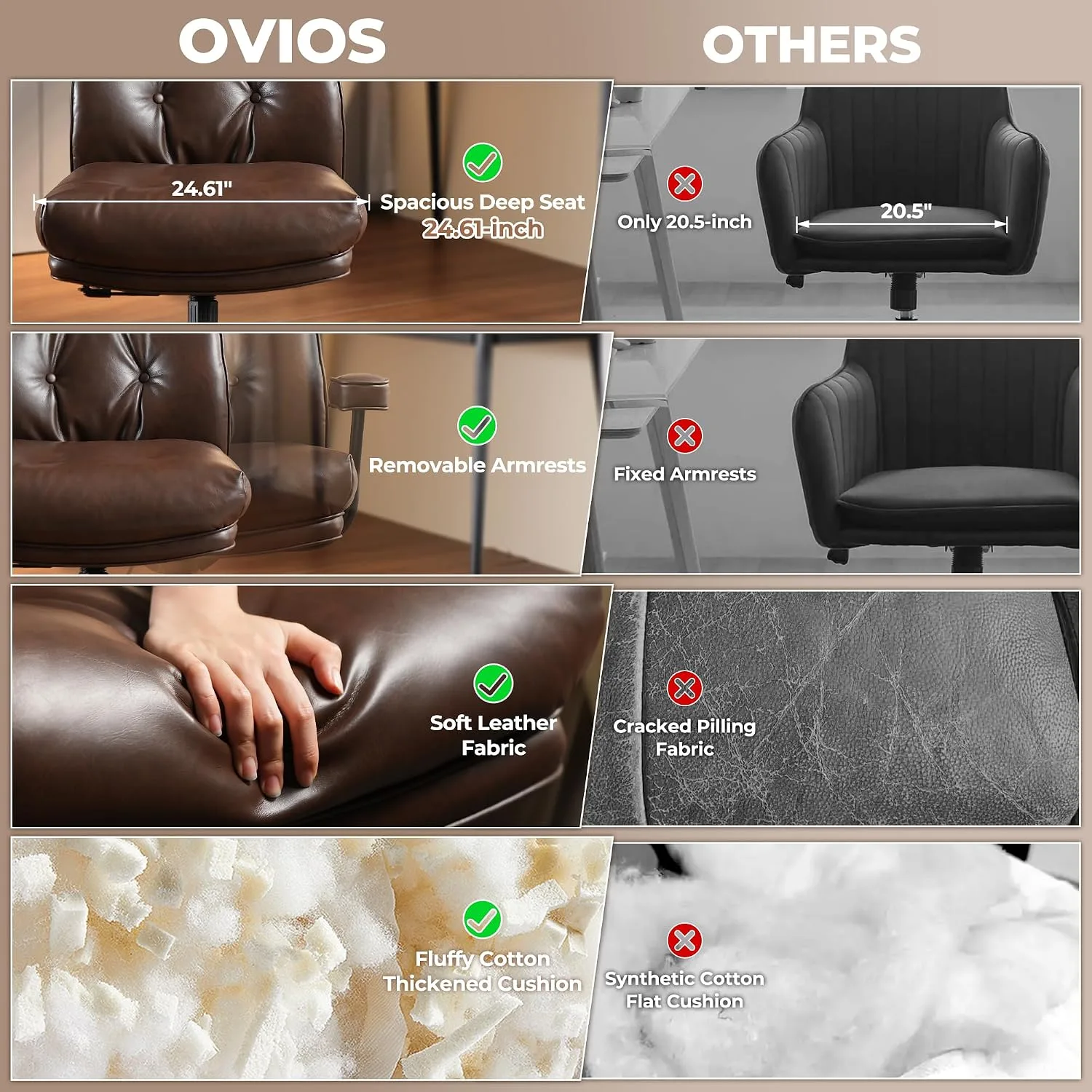High-back leather office chair — image 9